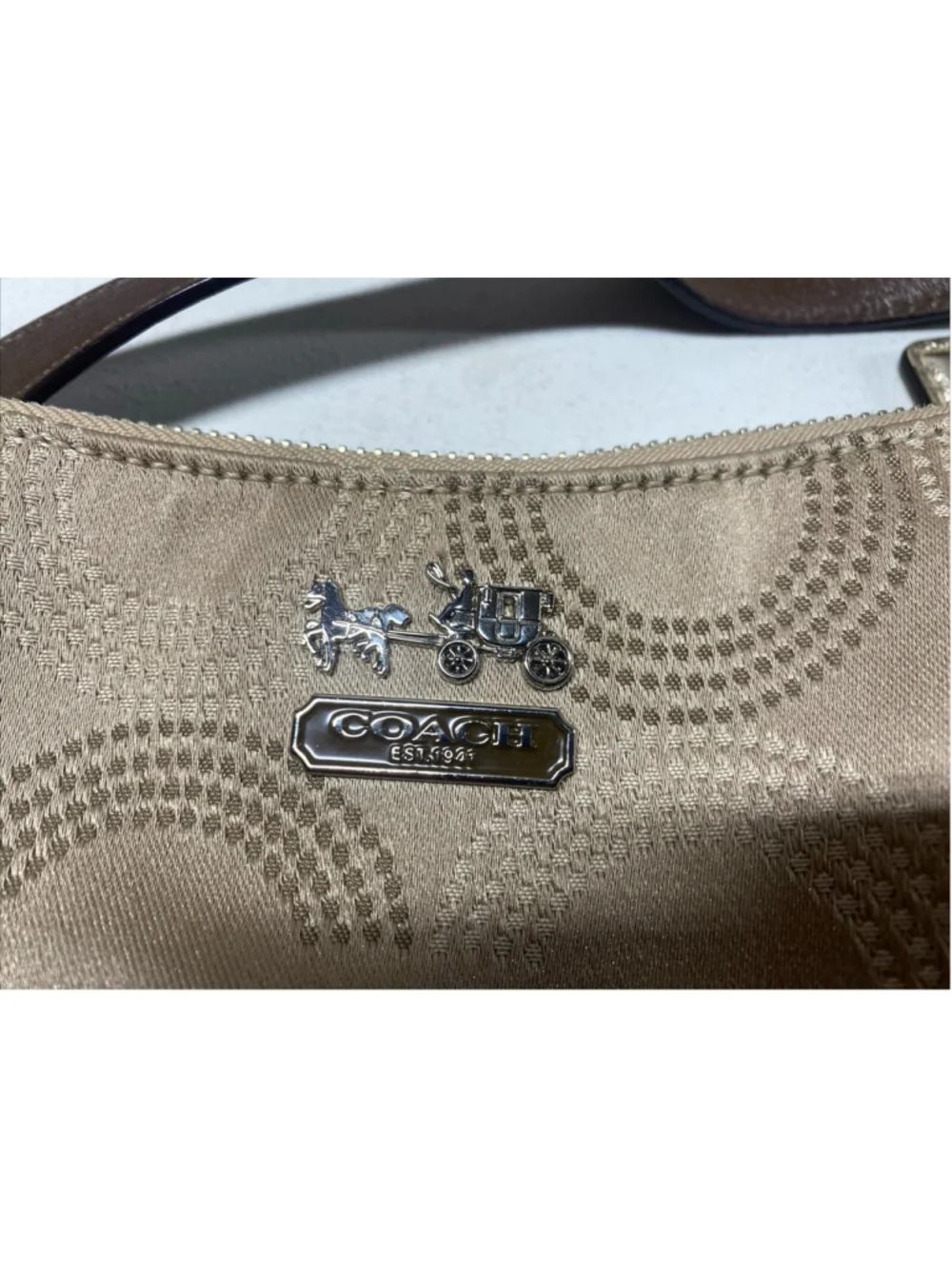 Vintage COACH MADISON Tan Jacquard Hobo Shoulder Bag F15929